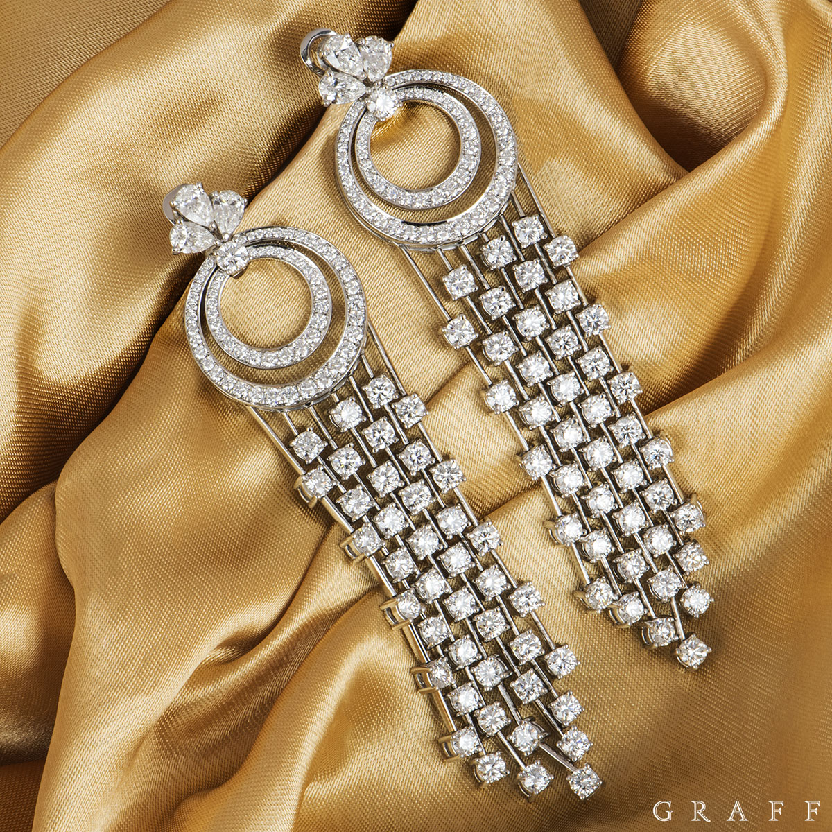 Graff White Gold Diamond Waterfall Drop Earrings